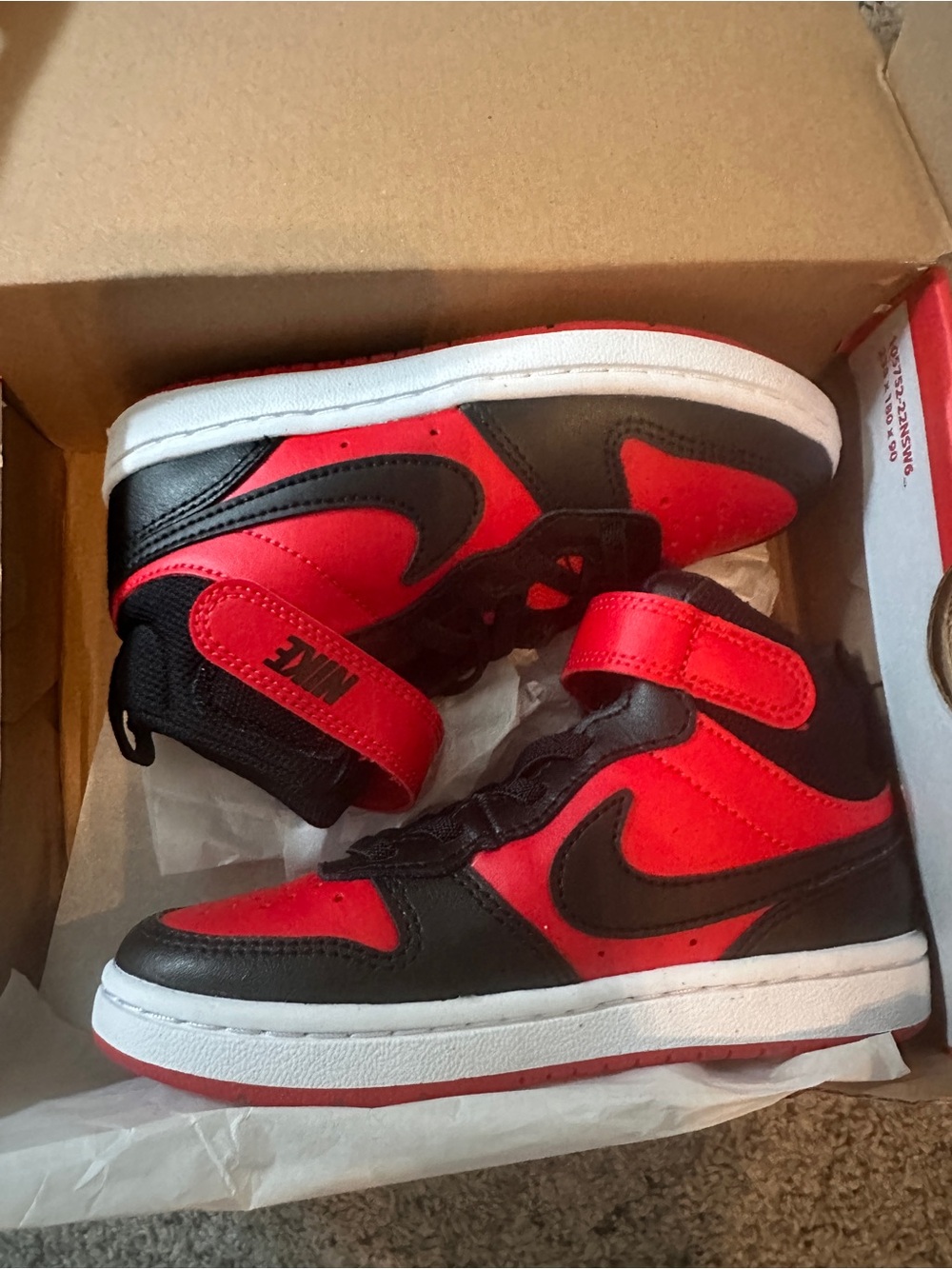 Nike Court Borough Mid 2 (PSV) University Red/Black Toddler Shoes Size 11C NIB